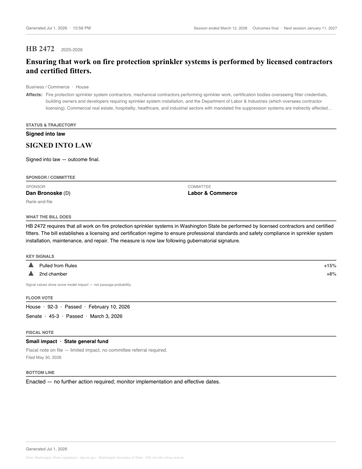 Vector | WA bill brief PDF - HB 2472, signed into law